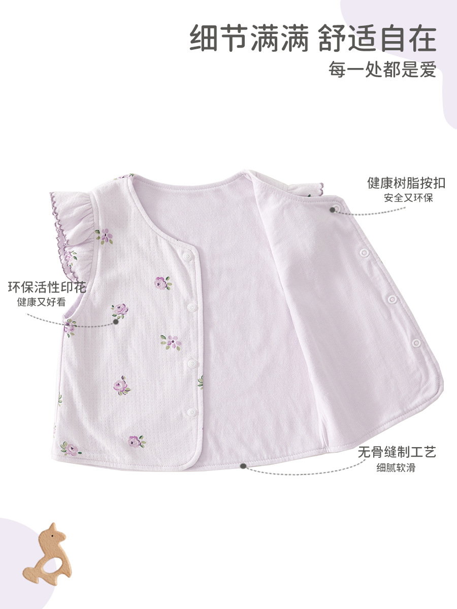 Chaleco de bebé de invierno de doble capa de algodón para niñas, chaleco de bebé para proteger el abdomen y los hombros.