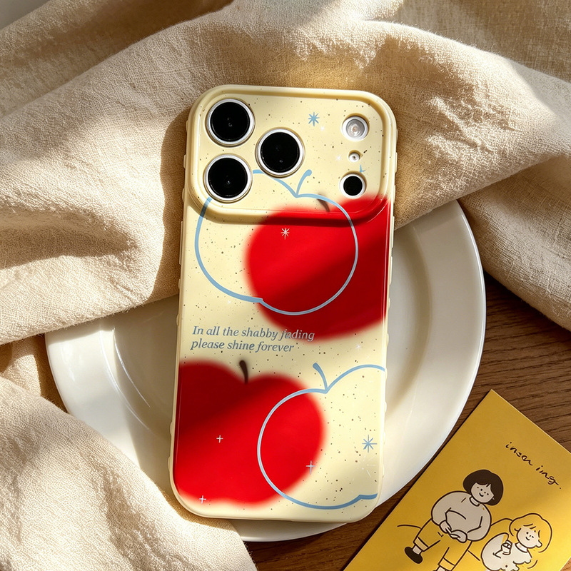 Red Apple Protective Case Suitable for iPhone 15, iPhone 16/17 Pro, Niche Anti-Drop 17Max Phone Case, New Model