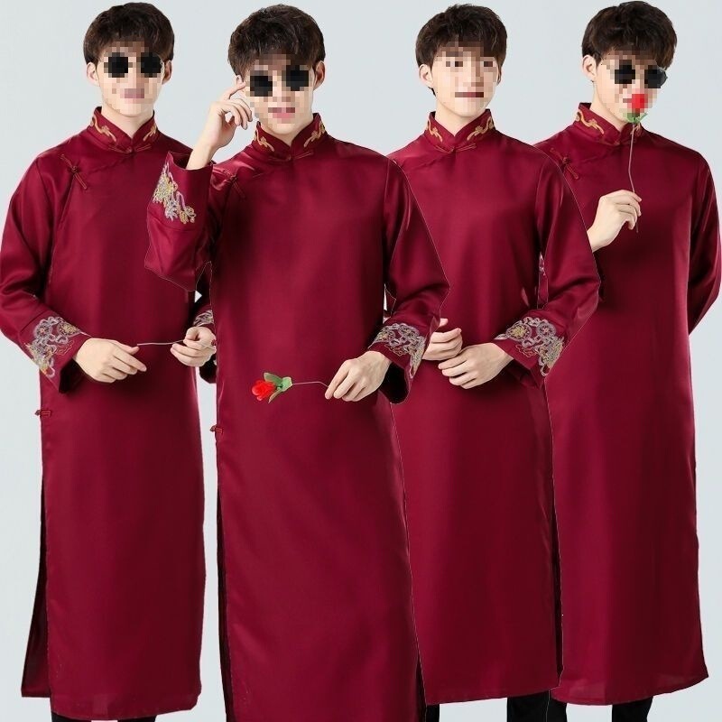 Traditional Chinese Wedding Attire, Long Gown, Ancient Costume, Chinese-Style Groomsmen Outfit, Brother's Chinese-Style Jacket, Men's Chinese-Style Outfit