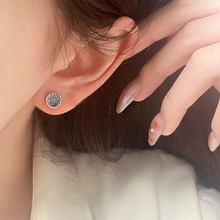 凯铭925纯银圆形耳钉韩版小众设计手工高级感秋冬耳饰冷淡风配饰