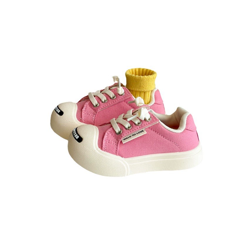 Children's cloth white shoes for men and women with velcro, Korean style
