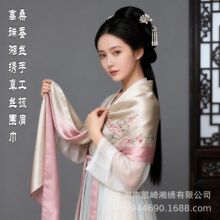 高端湘绣真丝围巾双层桑蚕丝手工刺绣披肩企业节日送礼品非遗丝巾