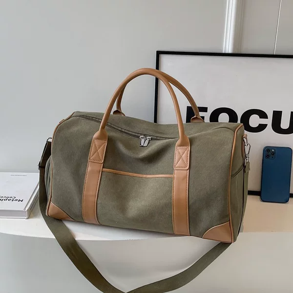 Cross-Border Large-Capacity Travel Bag, Outdoor Travel Luggage Bag, Women's Sports Fitness Bag, Men's Portable Retro Canvas Bag