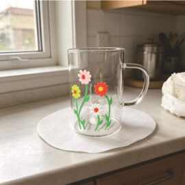 韩式高颜值可爱立体雕花玻璃杯高硼硅耐热水杯早餐牛奶咖啡拿铁杯