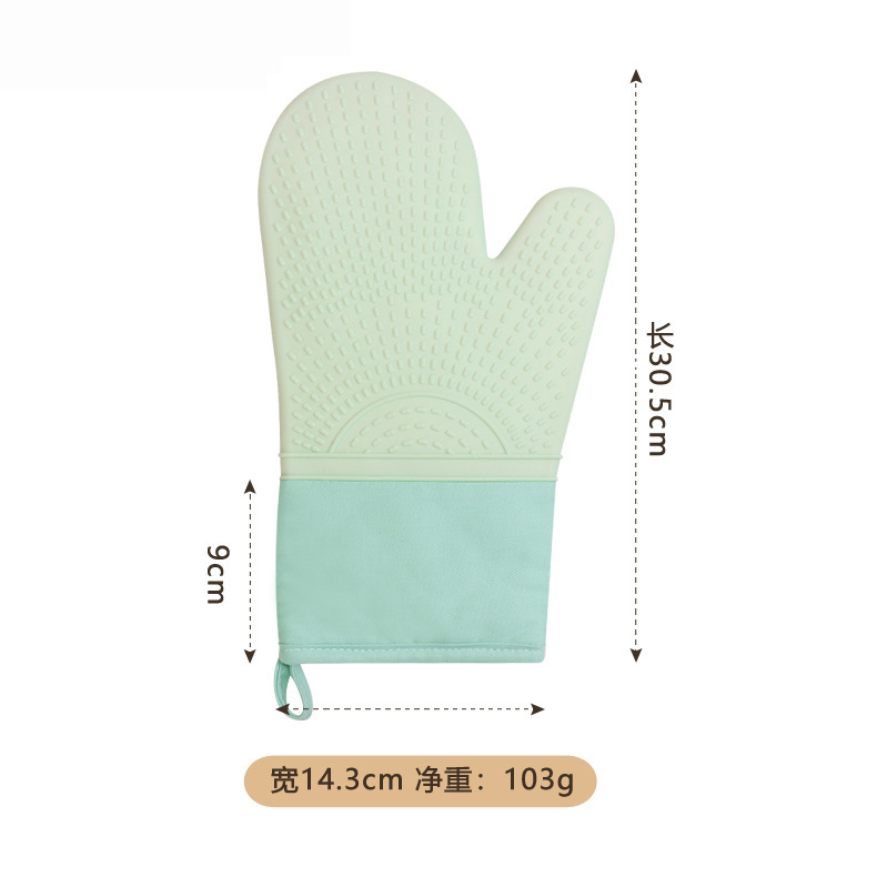 Guantes de Cinco Dedos Aislantes de Algodón y Silicona para Cocina y Horno