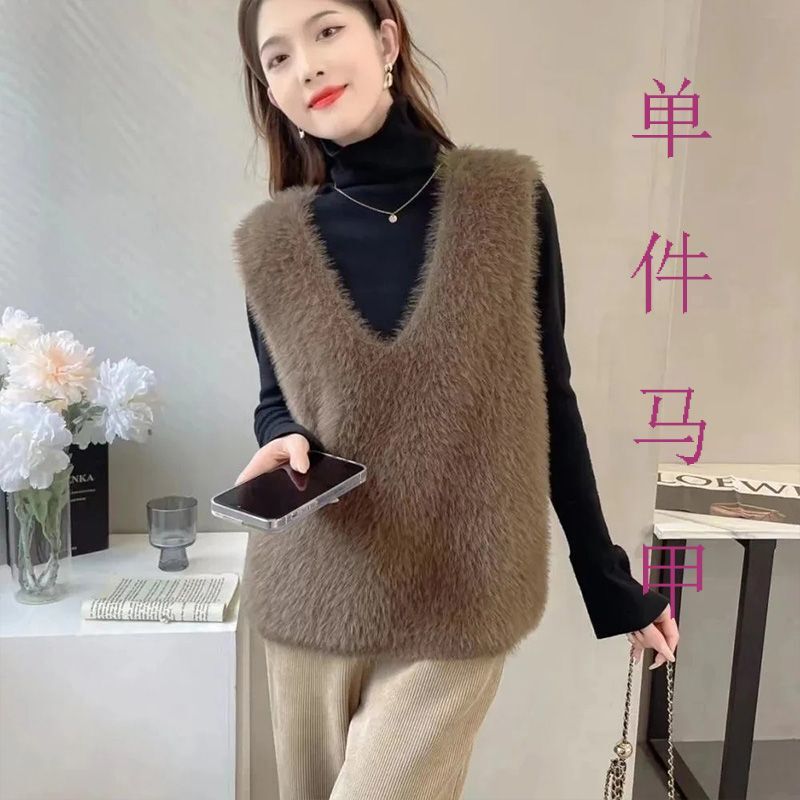 防水貂绒经典马甲秋季大码甜美宽松显瘦高级独特别致毛针织衫外穿|undefined