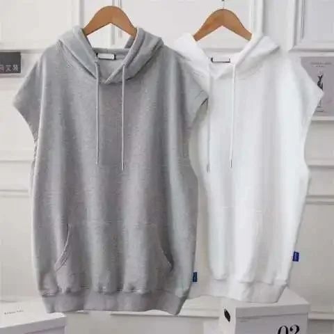 Cross-border spring and autumn loose fat large size simple long sleeveless coat ins hooded vest sweater women's wholesale