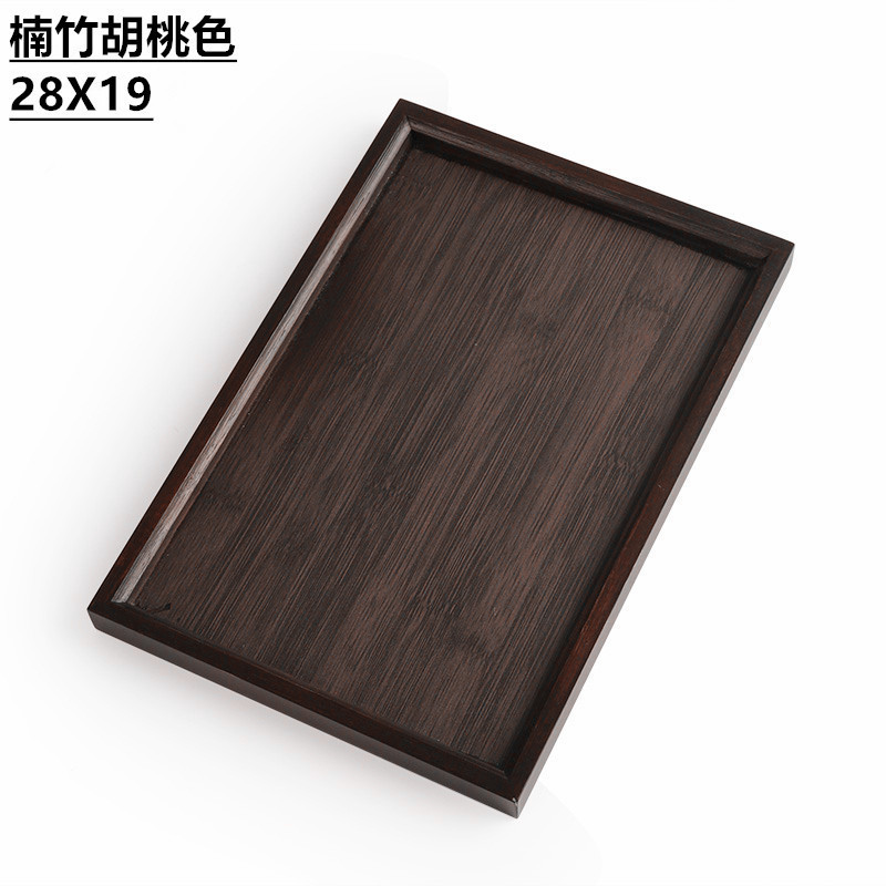bandeja de té japonesa de bambú simple bandeja de color nuez almacenar bandeja de madera rectangular almacenamiento joyas antiguas