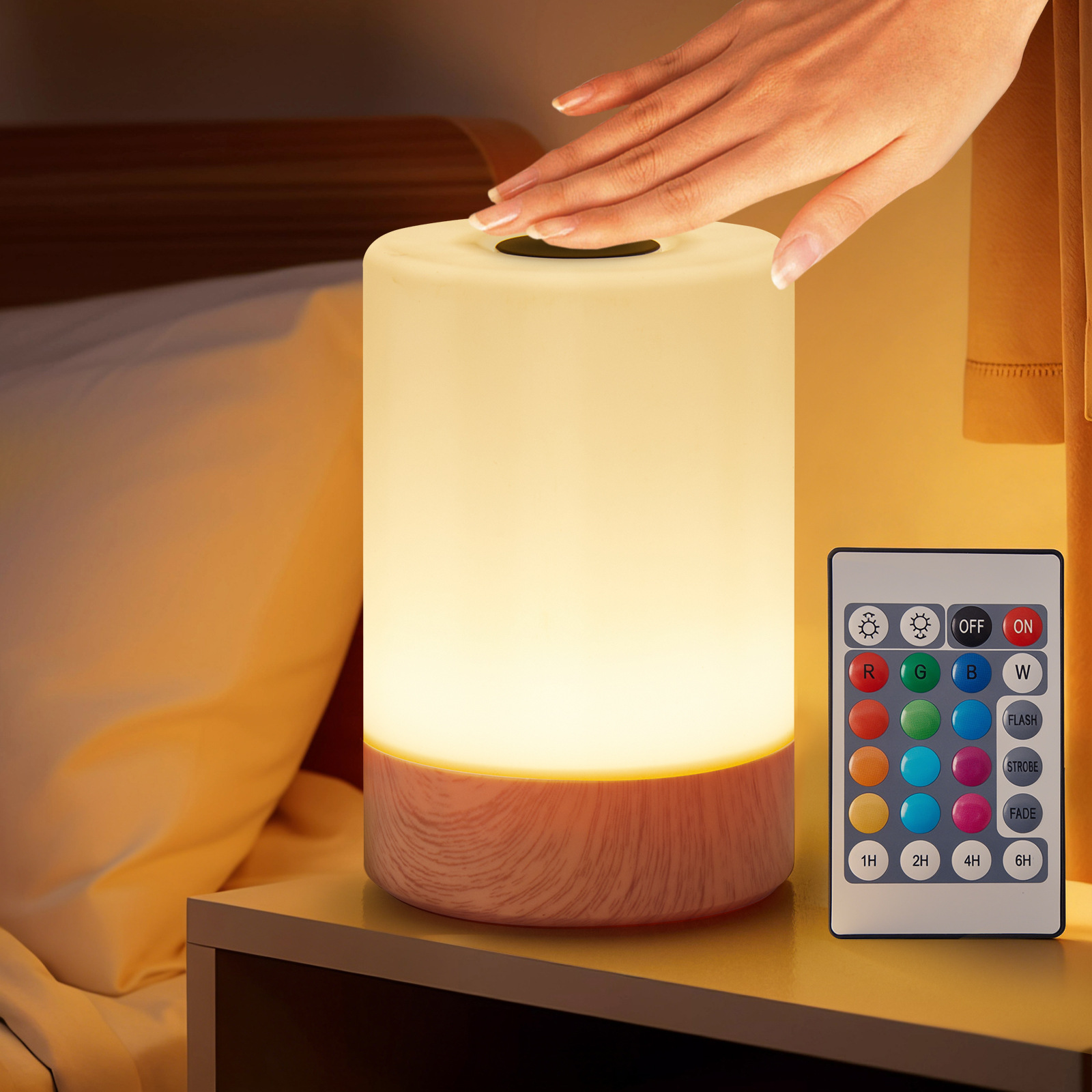 2026 lámpara de madera creativa lámpara de cabecera del dormitorio 13 luminarias luminosas de luz de tensión batería de luz de noche de alta calidad