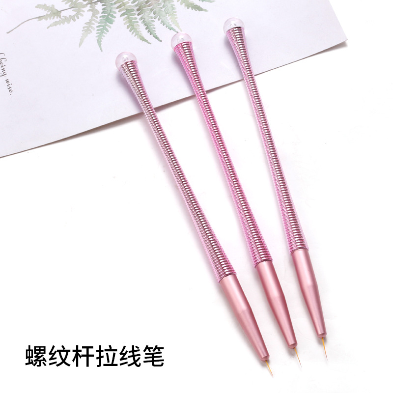 Bolígrafo de uñas exclusivo transfronterizo, varilla de galvanoplastia, varilla de perforación con lentejuelas, varilla roscada, juego de bolígrafo de dibujo de flores de cola de pez de oro rosa