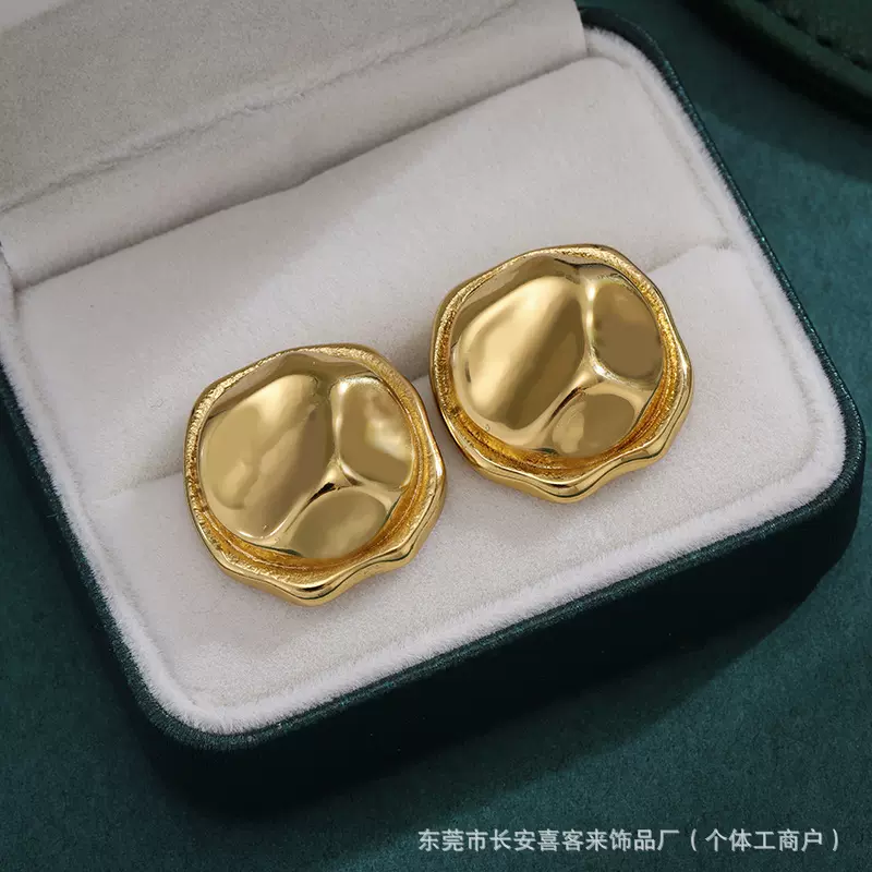 欧美风时尚简约金属耳环女小众设计感高级气质百搭耳饰耳钉耳坠