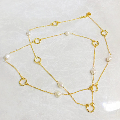 2021新欧美tb时尚优雅外贸巴洛克珍珠气质长款项链毛衣链ins情侣