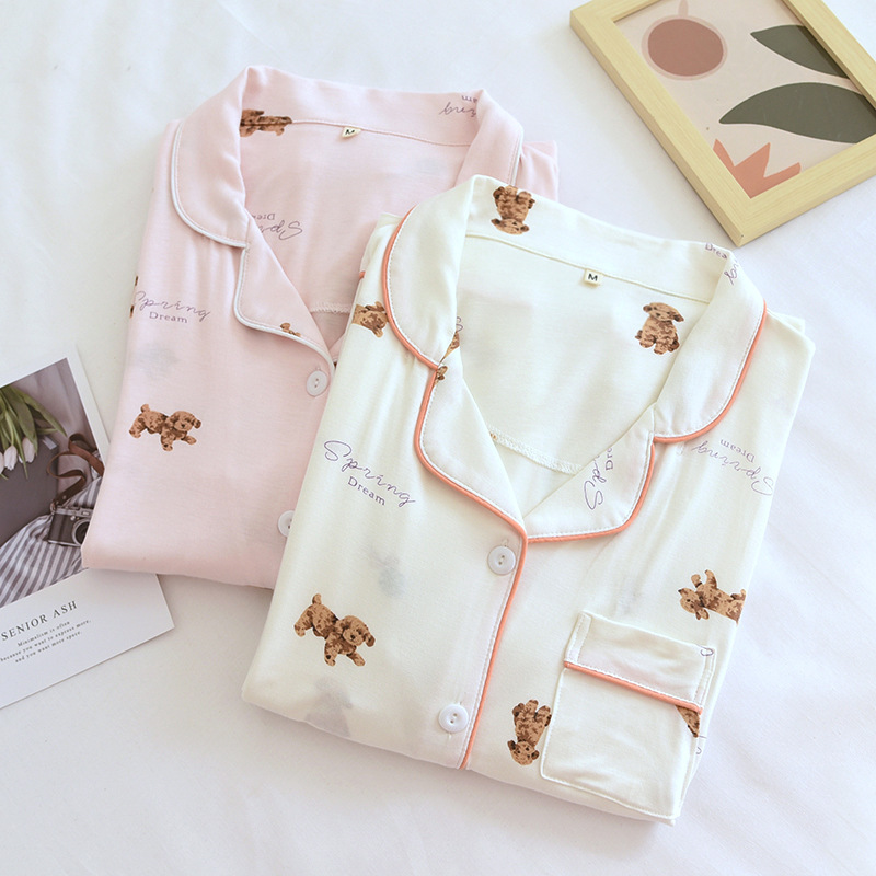 Modal maternity home wear summer maternity nursing confinement pajamas spring and autumn August 9 postpartum thin Modal maternity home wear summer maternity nursing confinement pajamas spring and autumn August 9 postpartum thin