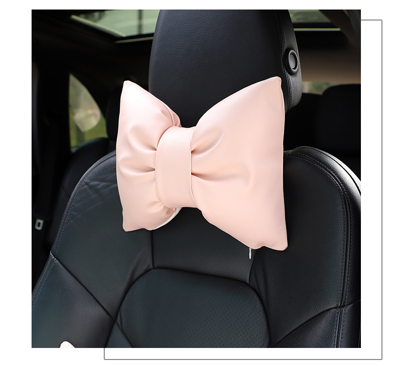 Four Seasons General Motors Headrest Neck Pillow Leather Solid Color Car Seat Pillow Goddess Car Interior Decoration Waist Cushion
