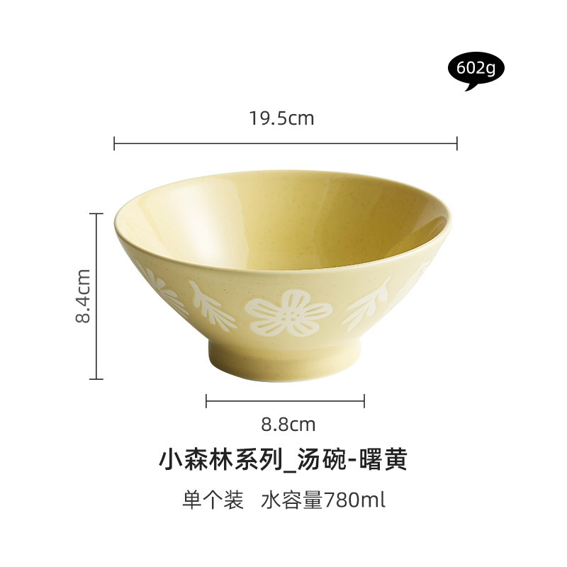 小さな森の陶磁器の碗の皿のセットの家庭用ネットの赤い創意のスープの碗のレリーフの皿の高い顔の価値のご飯の碗の食器の組|undefined