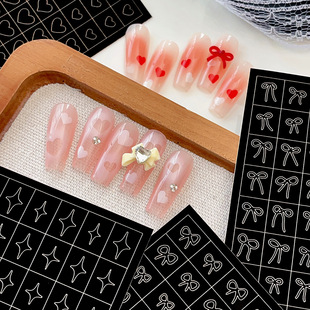 Net red hollow nail art stickers new spray painting dual-purpose template love bow pattern nail auxiliary stickers tool