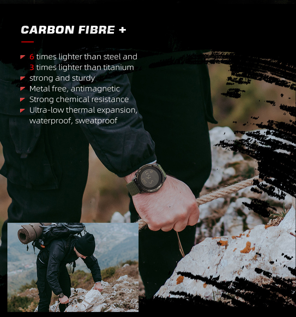 Sport Smartwatch Mit Kompass Wasserdicht Aus Carbonfaser_voghion.com