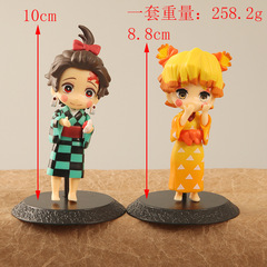 6 Pieces Kimono Demon Slayer Figure Displays Anime Merchandise Cartoon Charcoal Tanjiro Inosuke Action Figures Toys Bulk