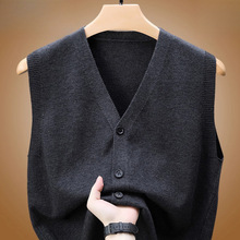 2025秋冬背心男士中老年开衫薄款无袖爸爸马甲针织衫毛衣