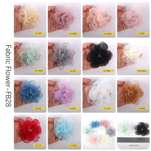 Burnt edge fabric flowers organza flowers diy handmade hair accessories three-dimensional flower accessories clothing flower accessories