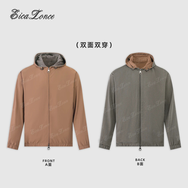 Autumn New High-Quality Fashionable Versatile Men's and Women's Solid Color Design High-End Double-Sided Hooded Bomber Jacket
