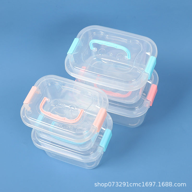 Caja de almacenamiento de bocadillos portátiles transparentes, caja de almacenamiento de calcetines de plástico, caja de acabado doméstico, caja de almacenamiento de juguetes al por mayor