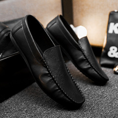 2023 Men's Summer New Bead Shoes Men's Casual Leather Shoes Low-top Men's Breathable Soft Sole Driving Shoes