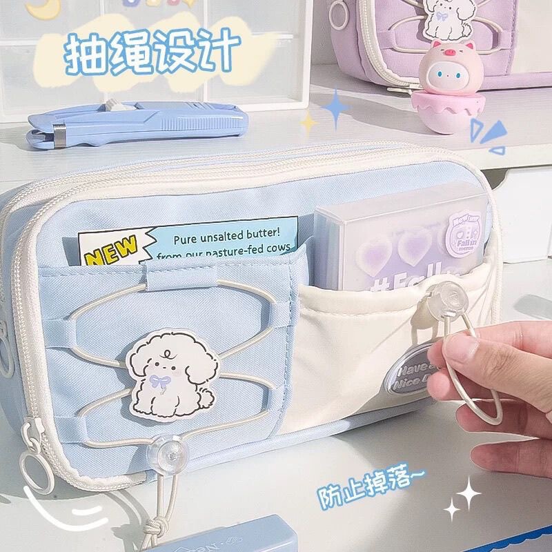 ニッチでシンプル、新鮮で大容量のペンケース、インスタイル、高価値、多層巾着窓付き文具箱、男の子と女の子用|undefined
