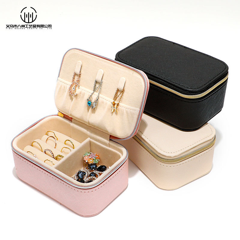 2023 European and American ins style twill jewelry box single layer simple jewelry storage box in stock supply