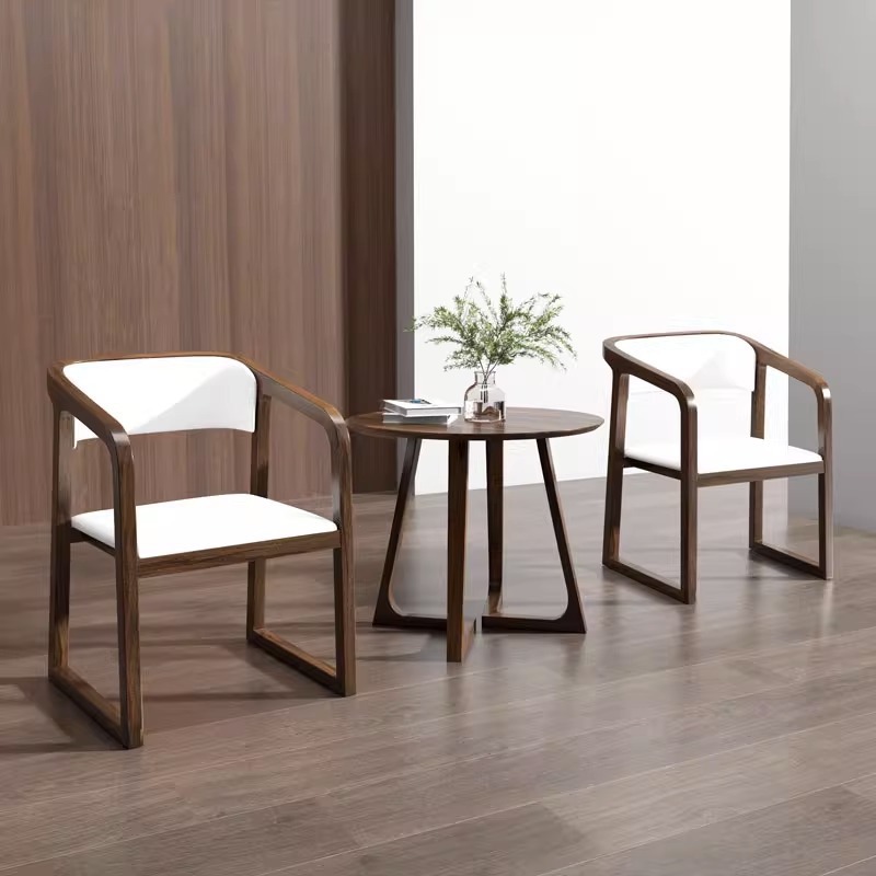 Nordic solid wood dining chair with armrests modern simple home restaurant new Chinese style backrest solid wood dining table and chairs