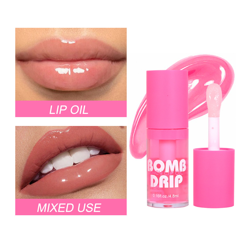Cross-border e-commerce logo-free hydrating lip oil, light-toned liquid lip gloss, large brush lip oil, lip care Item Picture