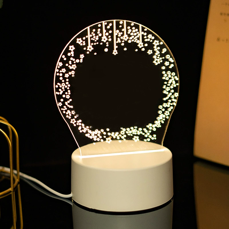 3D acrylic erasable night light, 4 W, USB, customizable acrylic panel and logo-capable base