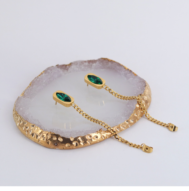 French Style Geometric Titanium Steel Zircon Necklace 1 Pair_colorza_8