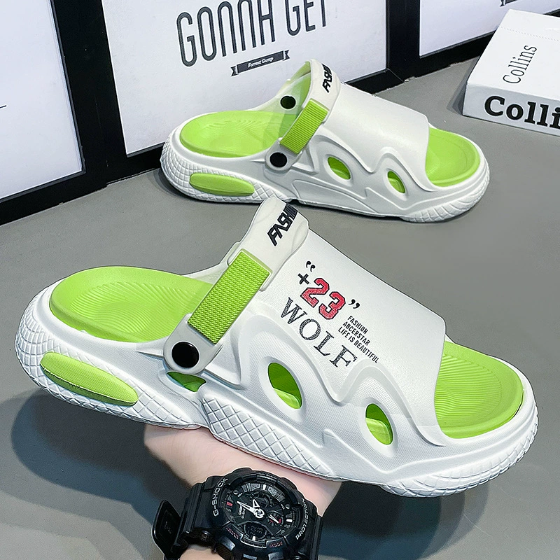 Тапочки для мужской летней верхней одежды, модный бренд, водонепроницаемые и нескользящие, пляжные сандалии, уличные сандалии двойного назначения.