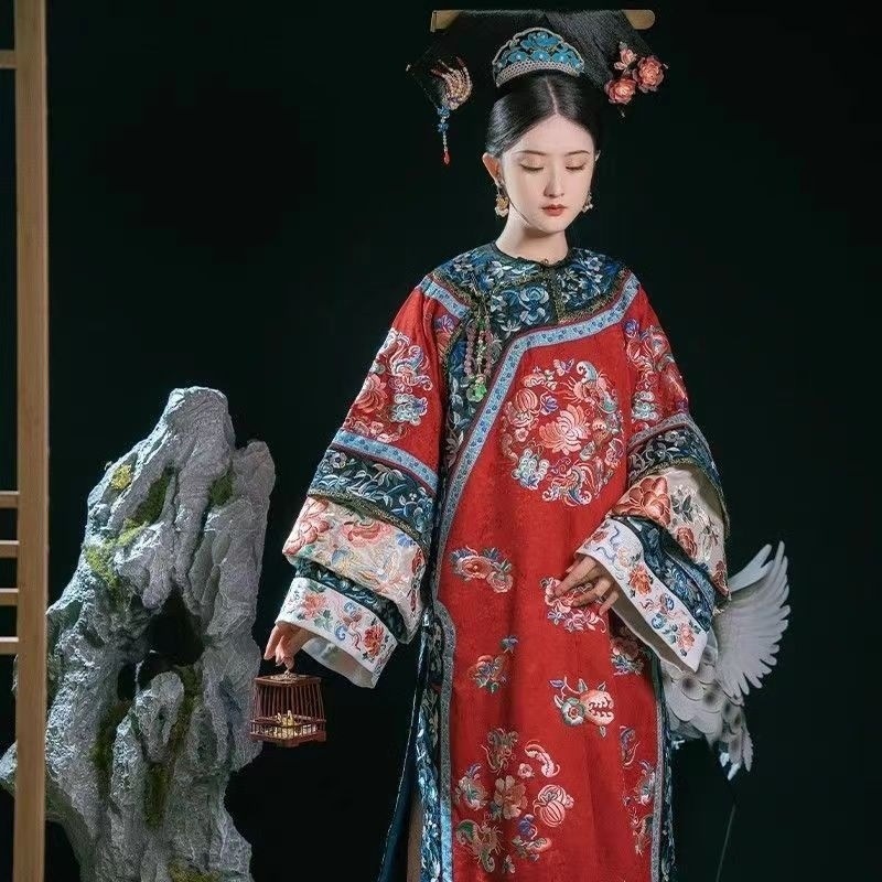 G2L GEGE YOUNG IMPERIAL CONCUBINE QING DYNASTY 여성 의류 VIGOR 의류 HANFU 청나라 VIGOR 인쇄 궁전 고대 중국
