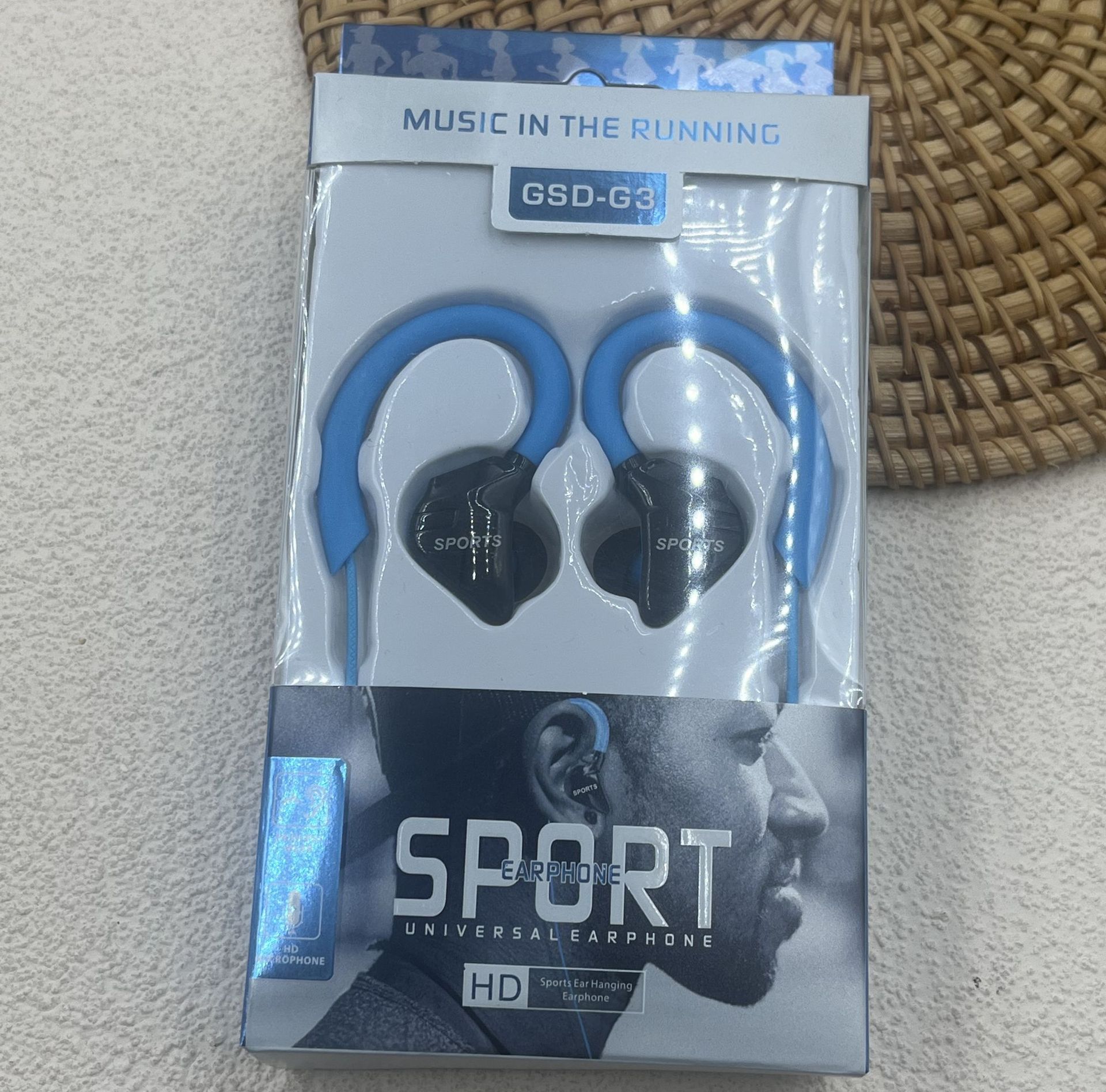 GSD-G3 en caja auriculares universales para teléfonos móviles montados en el oído con micrófono controlados por cable de Bajo estéreo deportivo auriculares con cable