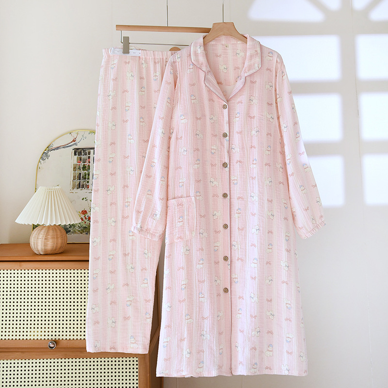 複数の胸パッド付き月子スカート春夏産後純綿クレープ哺乳産婦出産予定妊婦パジャマズボンセット