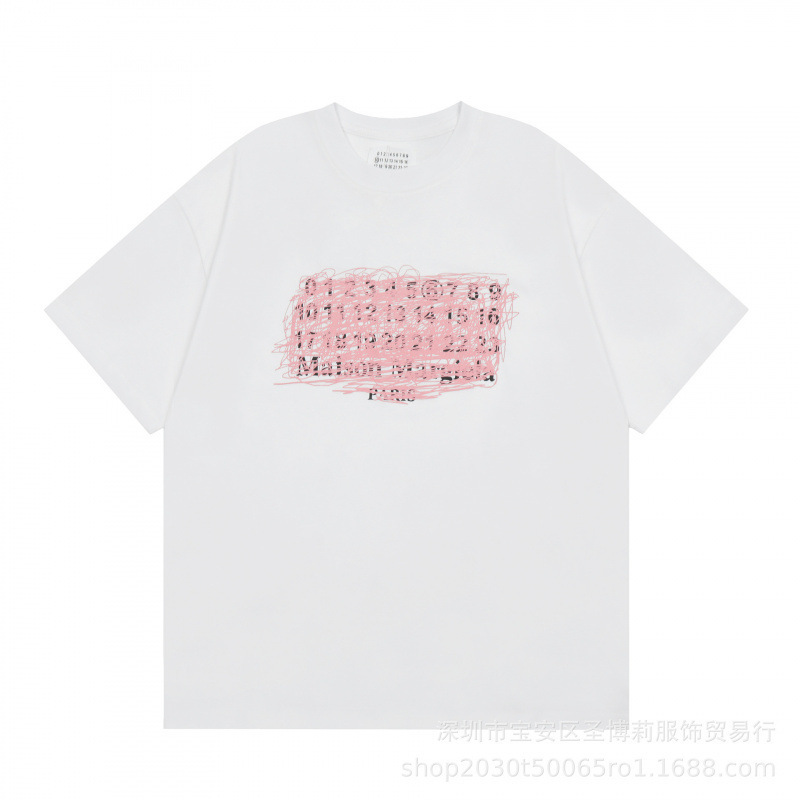 クロスボーダー メゾン マルジェラ マルジェラ デジタル プリント MM6 ピュアコットン 高品質 メンズ Tシャツ レディース 半袖 トレンド|undefined