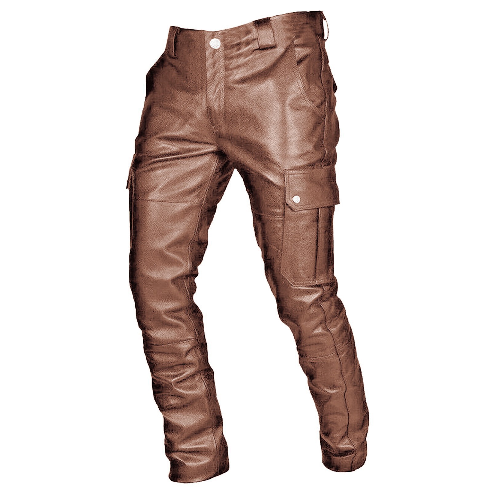 Herren Casual Lederhose Tasche Punk Gothic PU Strap_voghion.com