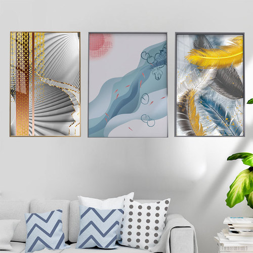 Modern Minimalist Living Room Decoration Painting Entrance Hall Hotel Sofa Background Wall Corridor Triple Decoration Painting Wholesale