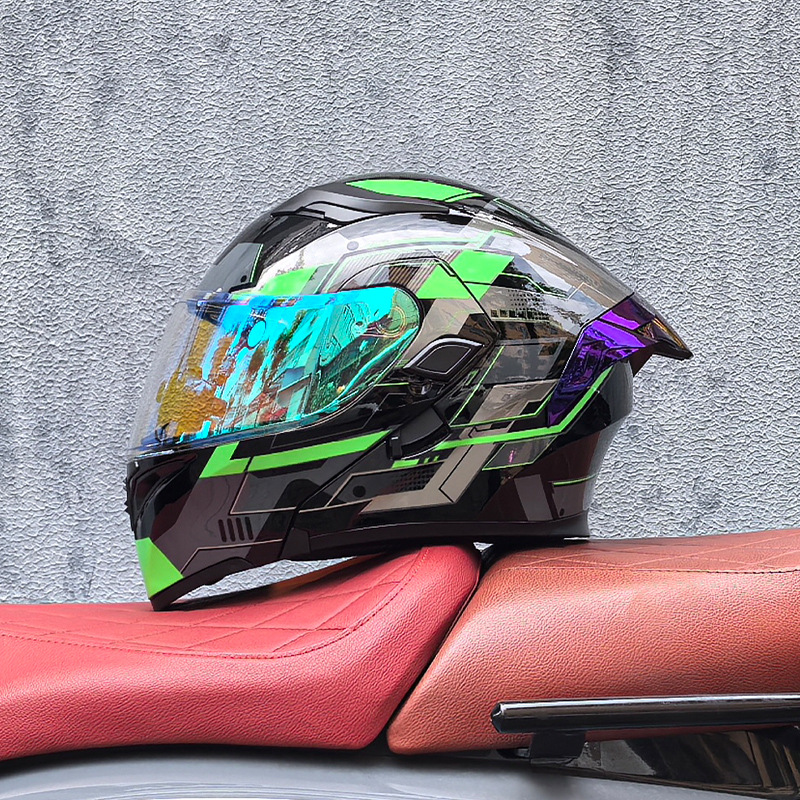 Casco de motocicleta Orz, casco, casco, doble lente, cola grande, motocicleta, casco de carrera, casco, hombres y mujeres, calor de invierno