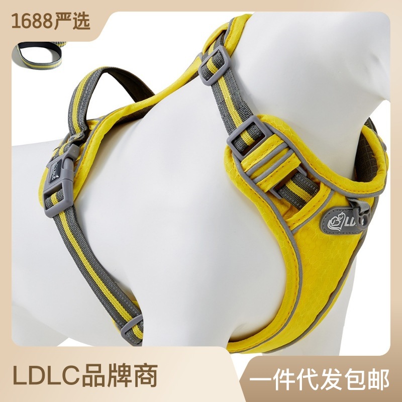 Correa de pecho para mascotas reflectante estrictamente seleccionada correa de pecho para perros medianos y grandes nylon a prueba de explosiones cuerda de tracción de correa de pecho para perros grandes