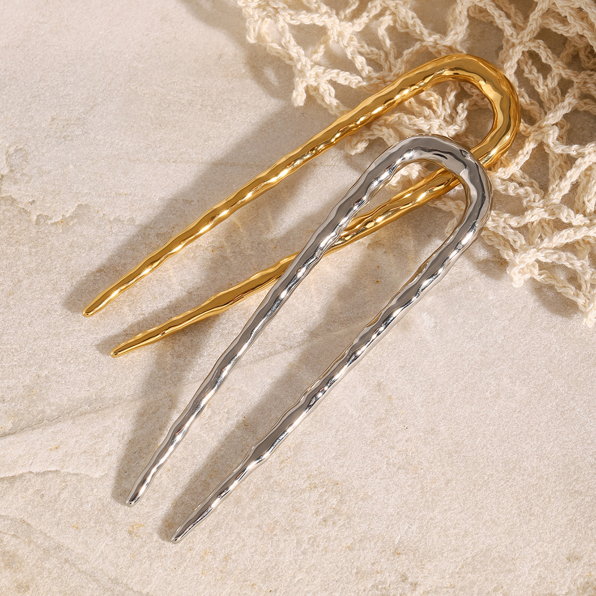 JEDING acero inoxidable en forma de U pinzas de cabello estilo de alta calidad pinzas de cabello tenedor tocado de acero de titanio joyas de cabello transfronterizas