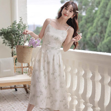 2025夏季新款国风新中式碎花小清新吊带连衣裙+披肩外套两件套女