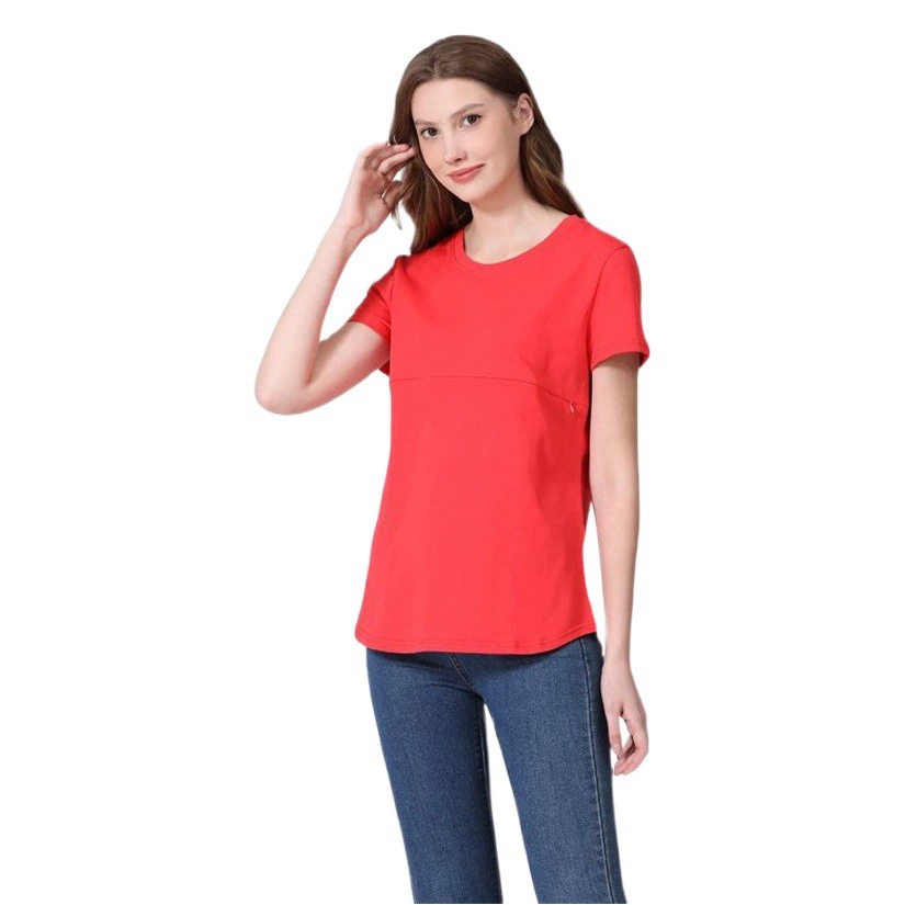 Летняя горячая мама для беременных с короткими рукавами футболка из хлопка на молнии для кормящих