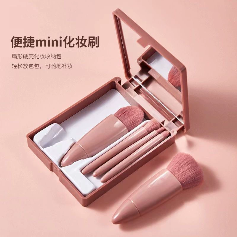 Handheld small brush, universal set for traveling, mirror, foundation