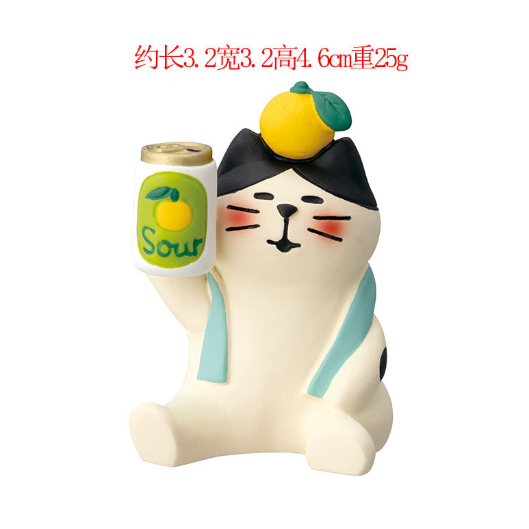 日式猫摆件批发ZAKKA柠檬潮玩装饰DIY手工盲盒柚子树脂工艺品摆件|undefined