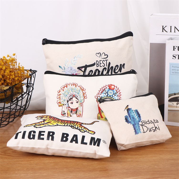 创意卡通帆布笔袋定做拉链帆布化妆包定制广告零钱棉布收纳袋批发