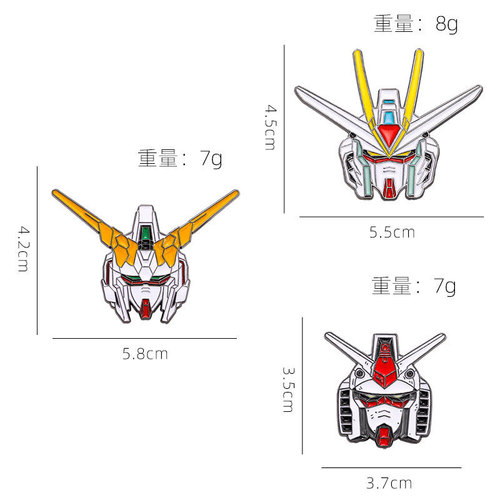 Japanese anime creative mobile suit RX-78 Gundam brooch cartoon unicorn freedom metal badge bag