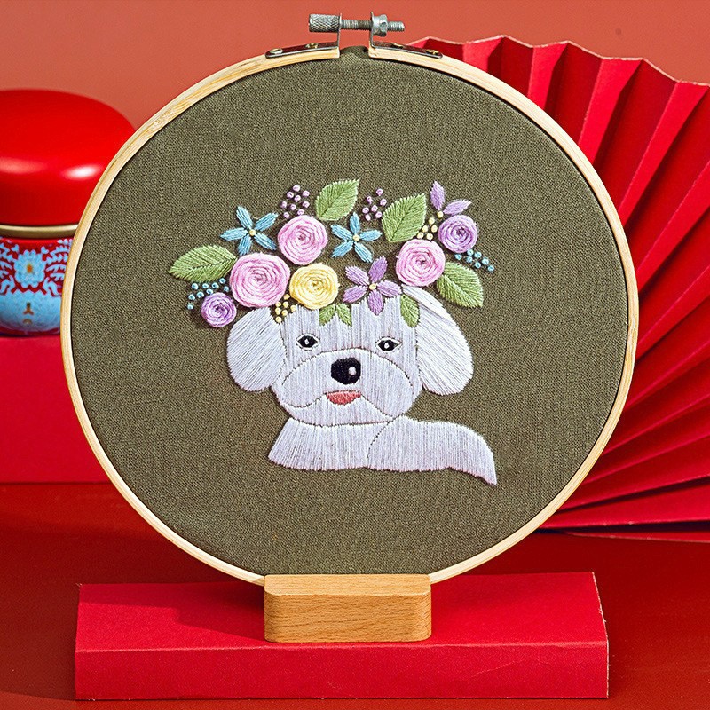 Flores y gatos set colgar dibujos animados Lu bordados animales Inglés novatos bolsos bordados diy material bolsos colgantes hechos a mano sala de estar